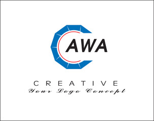 AWA Circle Logo Blue & Black Letter - obrazy, fototapety, plakaty