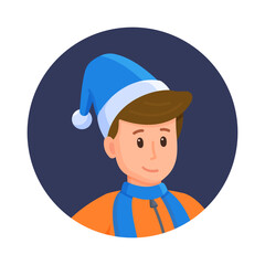 Vector illustration of the winter boy concept. Young teenager in winter clothes. Hello winter.