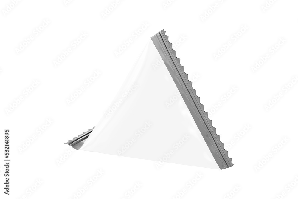 Aufkleber triangular packaging mockup isolated on white background. front and side views. 3d rendering. packag