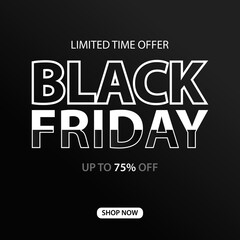 Black Friday Sale banner. Modern minimal design with black and white typography.