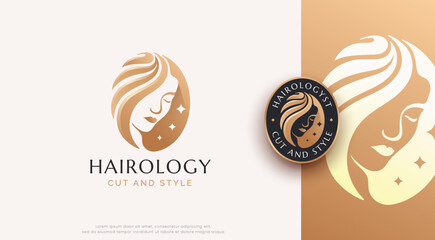 beauty woman hair style logo design