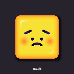 Square 3d Emoticon. Yellow Emoji faces emoticon smile, digital smiley expression emotion feelings, chat cartoon emotes. Vector illustration icon on yellow background