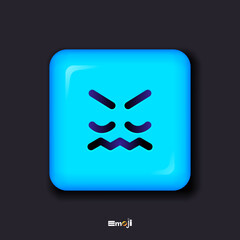 Obraz premium Square 3d Emoticon. Yellow Emoji faces emoticon smile, digital smiley expression emotion feelings, chat cartoon emotes. Vector illustration icon on yellow background