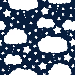 Möbelaufkleber vector seamless pattern with clouds and stars. cute pattern for baby textiles and bedding © Marina