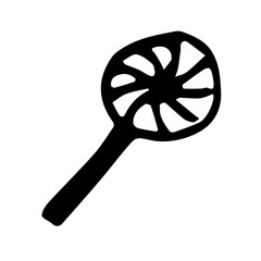 Illustration of sweets in black on a white background. Halloween candy