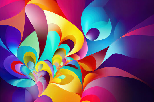 Colorful abstract shapes graphic background, 3d render, 3d illustration