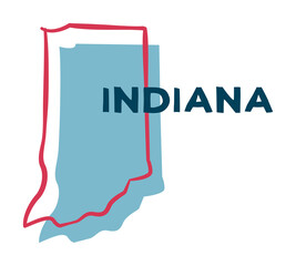 Indiana US State. Sticker on transparent background