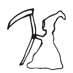 Illustration, vector graphics death on Halloween. Fantastic illustrations for Halloween holiday, Witches, broomstick for witches.