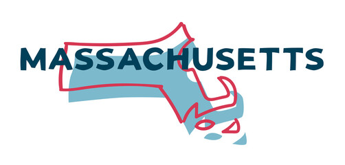 Massachusetts US State. Sticker on transparent background