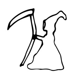 Illustration, vector graphics death on Halloween. Fantastic illustrations for Halloween holiday, Witches, broomstick for witches.