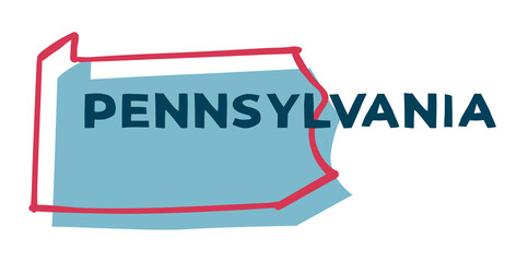 Pennsylvania US State. Sticker on transparent background