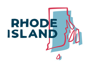 Rhode Island US State. Sticker on transparent background
