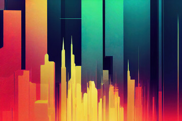 Colorful abstract shapes graphic background, 3d render, 3d illustration