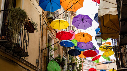 Fototapeta na wymiar colorful umbrella on the street