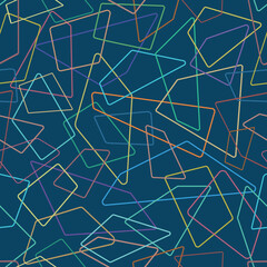 Colored rectangles on a blue background. Geometric seamless pattern.