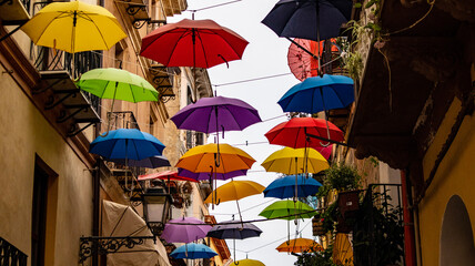 colorful umbrellas in the street