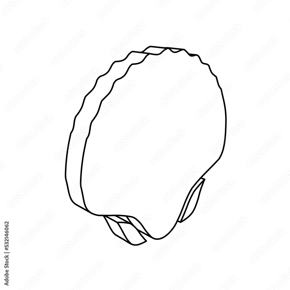 Poster the outline of a large sea shell symbol is made with black lines. 3d view of the object in perspecti