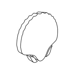 The outline of a large sea shell symbol is made with black lines. 3D view of the object in perspective. Vector illustration on white background