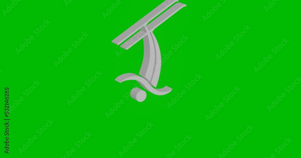 Poster animation of rotation of a white freestyle skiing symbol with shadow. simple and complex rotation. s