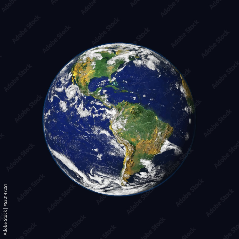Wall mural earth globe. planet earth in realistic design. 3d render of planet. vector illustration