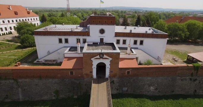 Beautiful aerial panorama view of Ukraine, the castle of the princes of Ostrozki