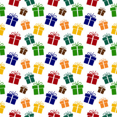 Presents gift box Christmas new year birthday wedding holidays seamless vector pattern.