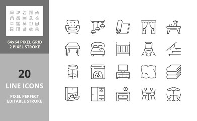 furniture 64px and 256px editable vector set 1/2