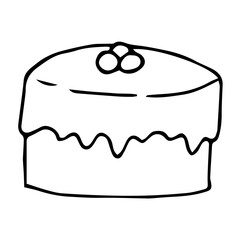 Christmas cake vector illustration, hand drawing doodle