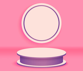 Minimalist Podium Background. 3d pink podium for product placement with hexagon background.