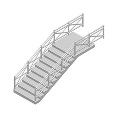 Polygonal gray staircase model isolated on white background. Isometric view. 3D. Vector illustration.