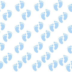 Seamless pattern footprints boy.  Baby shower.