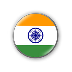 India flag. Round badge in the colors of the India flag. Isolated on white background. Design element. 3D illustration.
