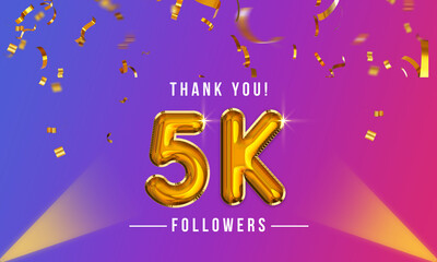 Thank you, 5k or five thousand followers celebration design, Social Network friends,  followers celebration background