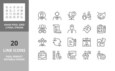 hiring process 64px and 256px editable vector set