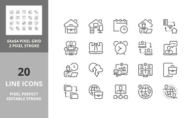 remote working 64px and 256px editable vector set