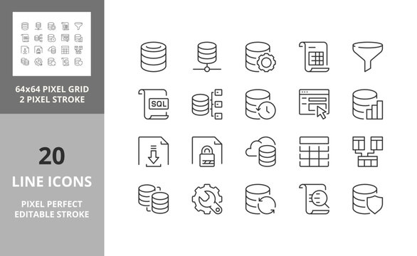 database 64px and 256px editable vector set