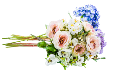 Bouquet of artificial flowers made of plastic