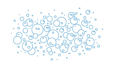 Fototapeta na wymiar Foam bubble vector line icon, soap water outline pattern, sea or champagne background. Bath, soda or oxygen illustration
