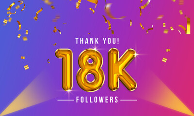 Thank you, 18k or eighteen thousand followers celebration design, Social Network friends,  followers celebration background