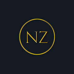 Luxury Initial letters NZ monogram. Suitable for tattoo studio, salon, boutique, hotel, college, retro, interlock style