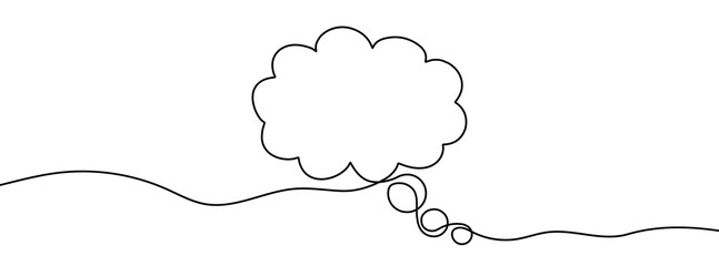 Continuous line drawing of speech bubble. One line drawing background. Vector illustration. Linear drawing of a speech bubble