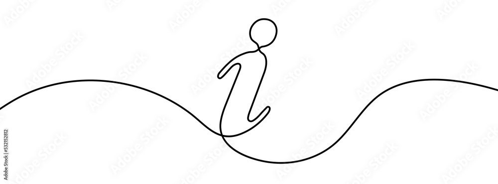 Poster continuous one line drawing silhouette of information symbol. the information linear icon. one line 