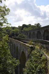 Fototapeta na wymiar chirk aqueduct and viaduct alongside each other