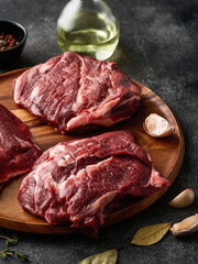 Raw meat, delicious veal, Beef Cheeks - best meat for slow cooking.