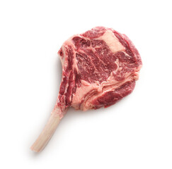 Raw beef tender delicious Tomahawk Steak on white background.
