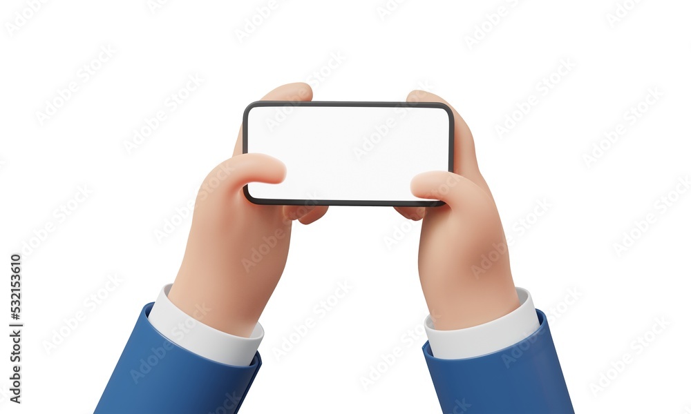 Aufkleber hand using smartphone in horizontal angle as playing game or watching social network platform on whi