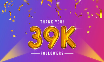 Thank you, 39k or thirty-nine thousand followers celebration design, Social Network friends,  followers celebration background