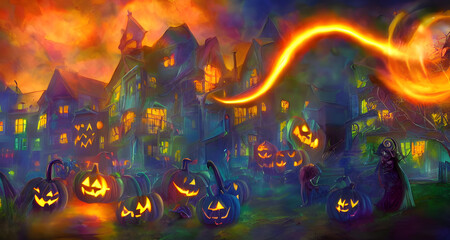 Fototapeta na wymiar Halloween Art Colorful Dynamic Beautiful Lighting