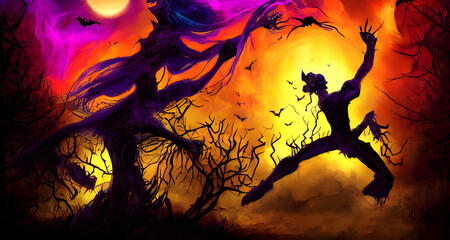 Halloween Art Colorful Dynamic Beautiful Lighting