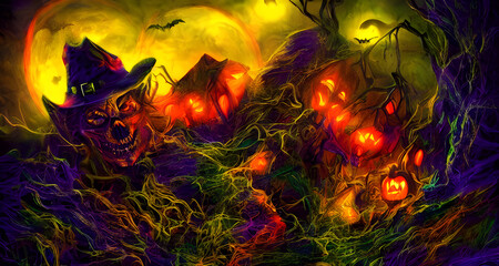 Halloween Art Colorful Dynamic Beautiful Lighting